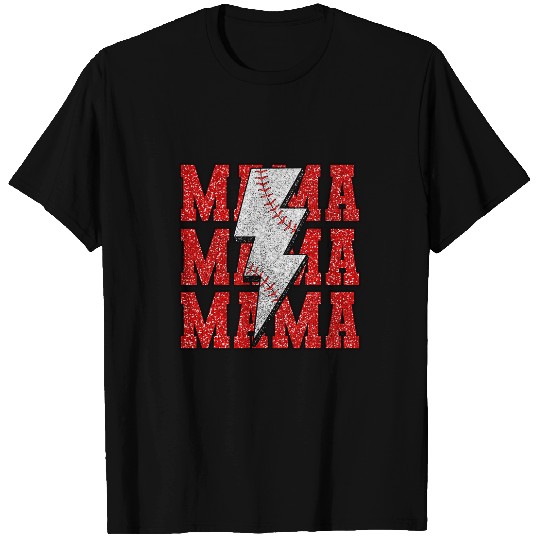 Mama Lightning Baseball Mom Mommy Happy Mothers Day Retro T-Shirts