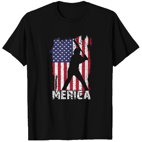 Merica American Flag Baseball s Kids Boy Men Patriotic T-Shirts