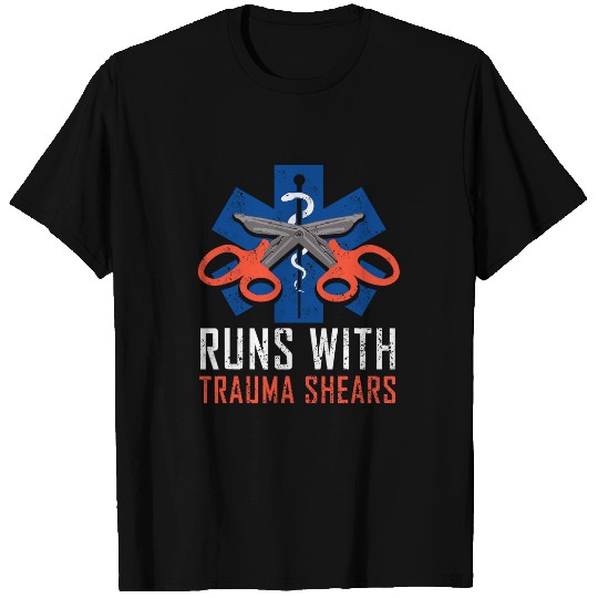 Discover Runs With Trauma Shears Gift Ambulance EMT First Aider T-Shirts