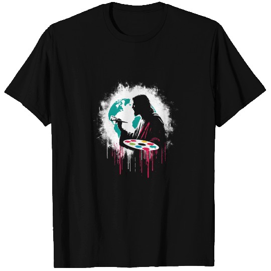 Discover Jesus Painting Earth Funny Christian Religious Artist T-Shirts