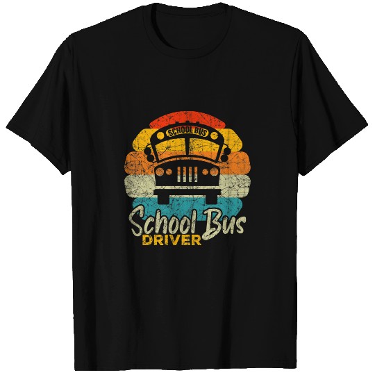 School Bus Driver 70s Retro vintages Sunset Art Retirement T-Shirts