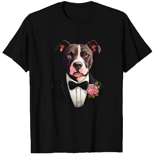 Pitbull Wedding Bride Groom Pet Dog Owners Lovers Wedding T-Shirts