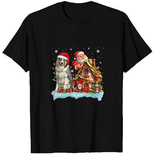 Santa Australian Shepherd Funny Santa Gnome Snowman xmass Dog T-Shirts