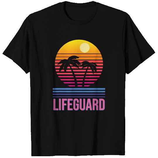 Lifeguard Retro Palm Tree Swimming Beach Summer T-Shirts
