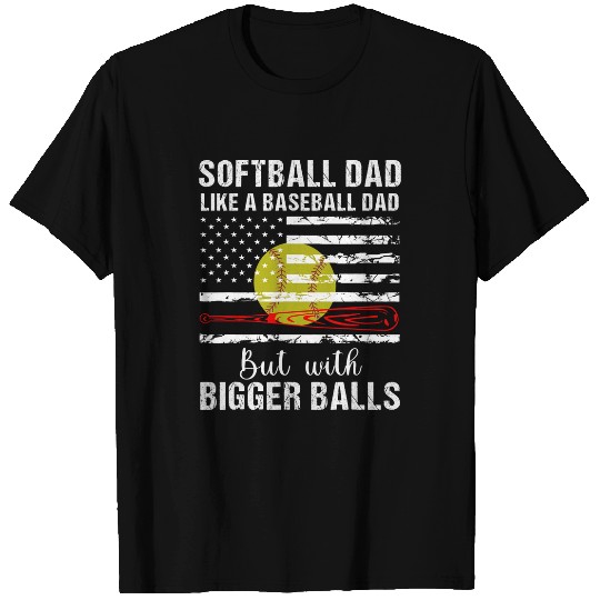 vintages Softball Dad Like A Baseball Dad US Flag Fathers Day T-Shirts