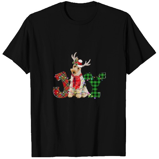 Joy Christmas Lights Wire Fox Terrier Dog Santa Hat Pajama T-Shirts