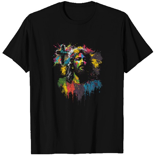 Jesus Christ Splash Art Bible Christian Christian Cross 1 T-Shirts