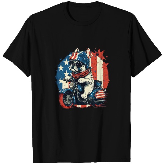 Proud To Be A Frenchie Lover dogs lover America USA flag T-Shirts