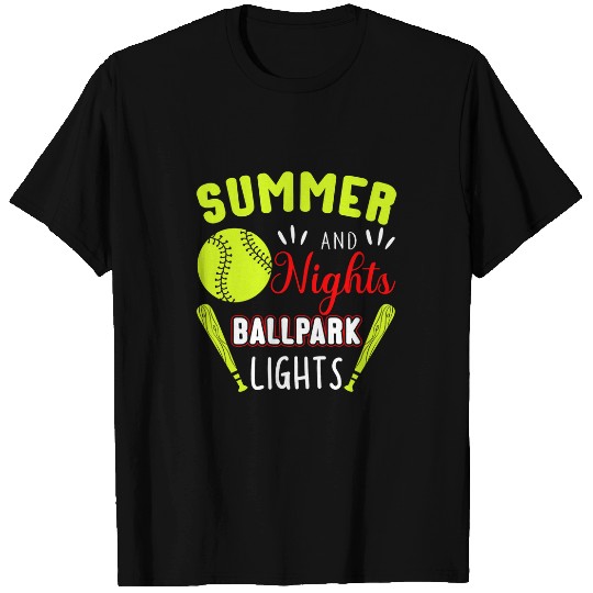 Summer Nights Ballpark Lights Softball T-Shirts