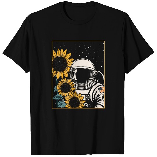 Discover Space Explorer Sunflowers Astronaut T-Shirts