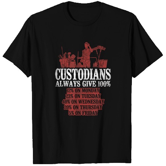 School Custodian Janitor Custodian Always Give 100 12 On T-Shirts