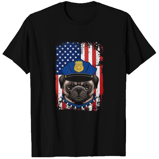 Police Pug Back The Blue Law Enforcement Appreciation Gift T-Shirts