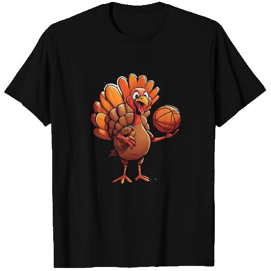 Thanksgiving Turkey Basketball Player Funny Boys Girls Kids T-Shirts