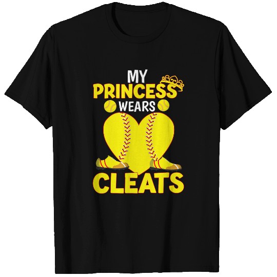 My Princess Wears Cleats Softball Dad Mom Baseball Player 2 T-Shirts