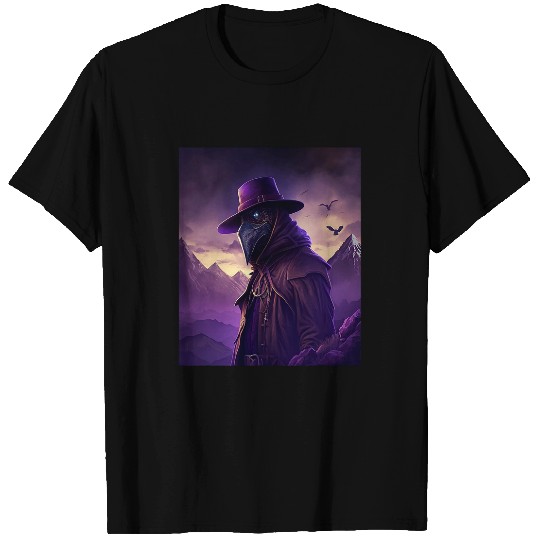 Purple Violet Plague Doctor Standing On Mountain Cool Art 23 T-Shirts