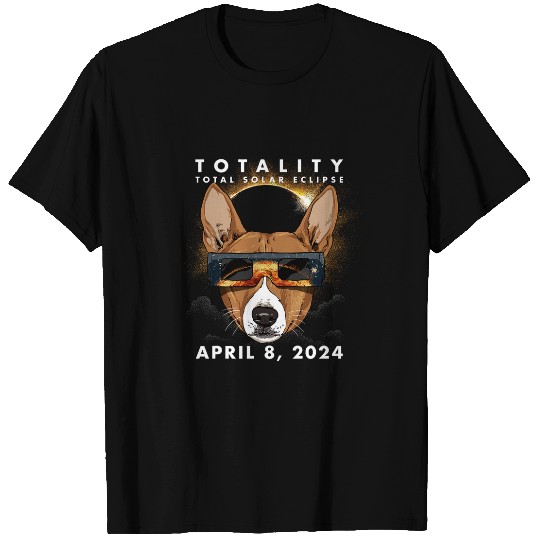 Solar Eclipse   2024 Basenji Dog Wearing Glasses T-Shirts