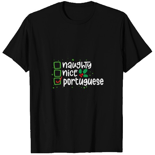Portuguese Christmas Santas Naughty or Nice List T-Shirts