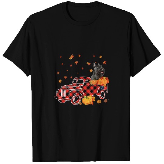 Dog Scottish Terrier Riding Leopard Plaid Truck Thanksgiving T-Shirts
