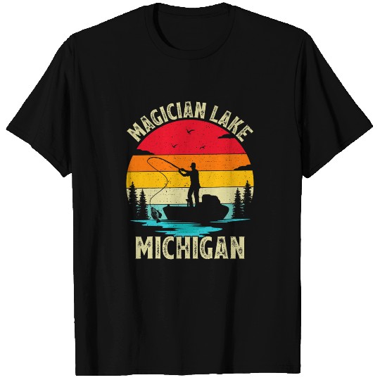 Summer Vacation Fishing vintages Retro Michigan Lake T-Shirts