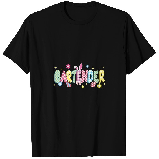 Retro Groovy Bartender Bunny Ear Funny Easter Gifts T-Shirts