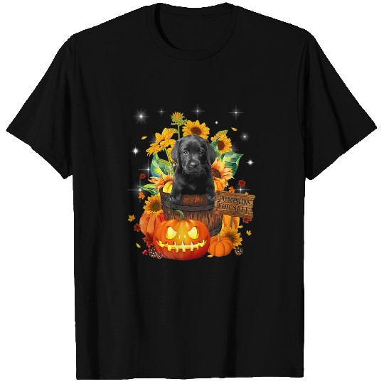 Labrador Lab Dog Bucket Black Labrador Fall Halloween Pumpkin For Sale T-Shirts