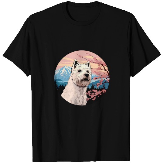 West Highland White Terrier Mount Fuji Funny Dog Japan T-Shirts