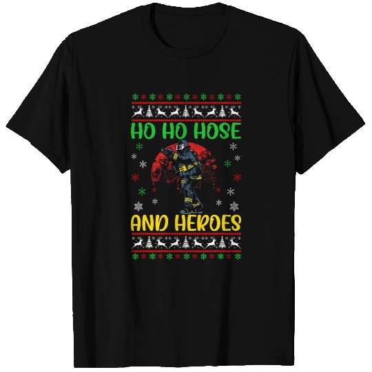 Ho Ho Hose And Heroes Firefighting Firefighter Christmas T-Shirts