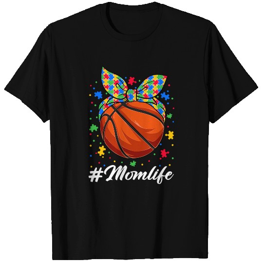 Messy Bun Basketball Ball Puzzle Mom Life Autism Awareness 9 T-Shirts