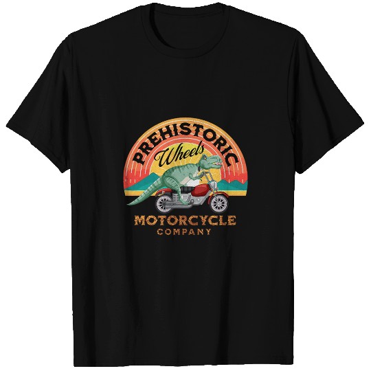 Motorcycle TRexs Prehistoric Wheels Motorcycle Company Retro T-Shirts