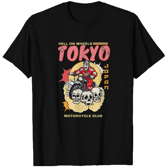 Tokyo Japan Motorcycle Club Biker MC Wheels Retro Skulls T-Shirts
