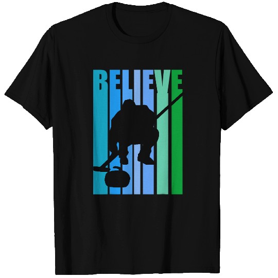 Mens Retro Mens Ice Curling Curl Ice Sports Inspirational Coach T-Shirts