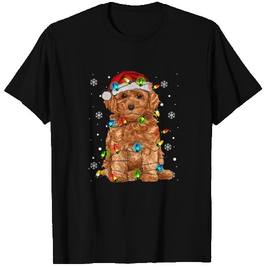 Poodle Dog Santa Christmas Tree Lights Pajama Xmas T-Shirts