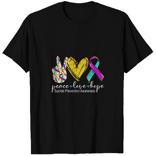 Peace Love Hope suicides Prevention Awareness Teal Purple T-Shirts