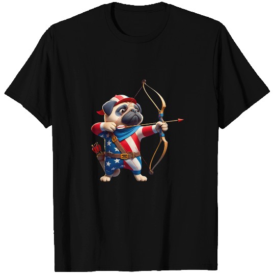 Pug Archery Team Archer Dog Men Women Kids T-Shirts