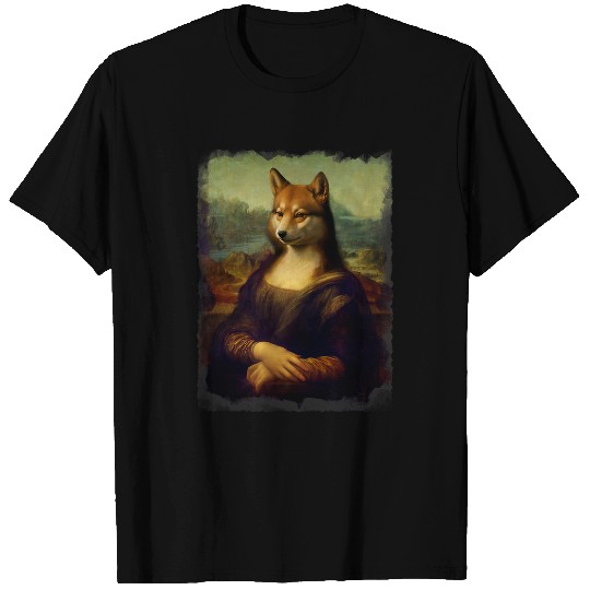 Dog Shiba Inu Mona Lisa Parody La Gioconda Famous Painting T-Shirts