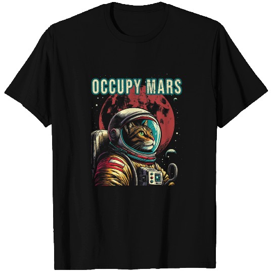 Occupy Mars Funny Cat Astronaut Retro T-Shirts