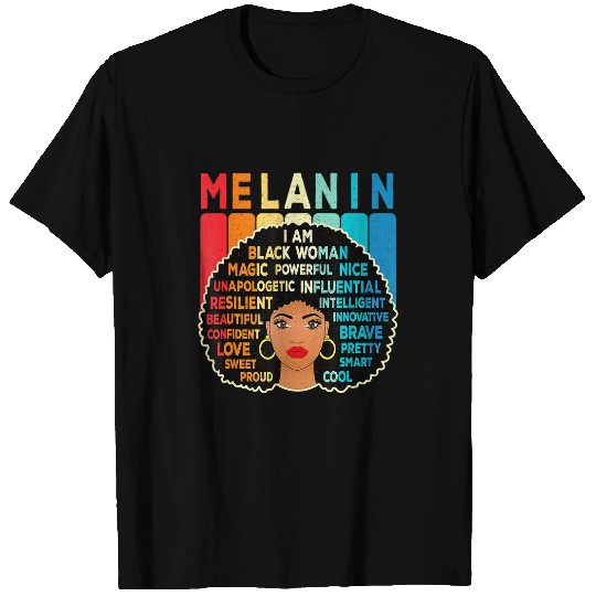 Melanin Juneteenth Black Woman Afro American Black Word Art T-Shirts
