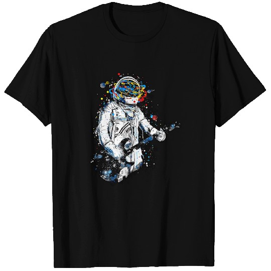 Space Astronaut Playing Guitar Astronomy Electric Guitarist T-Shirts