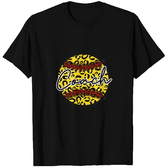 Leopard Cheetah Softball Coachs Womens Trendy T-Shirts