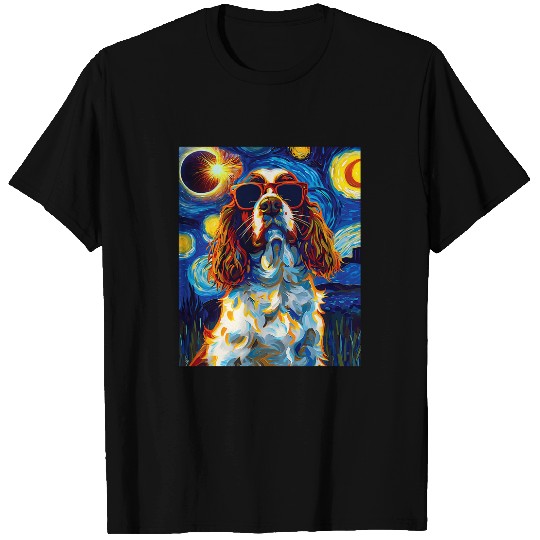 Total Solar Eclipse English Springer Spaniel Dog T-Shirts