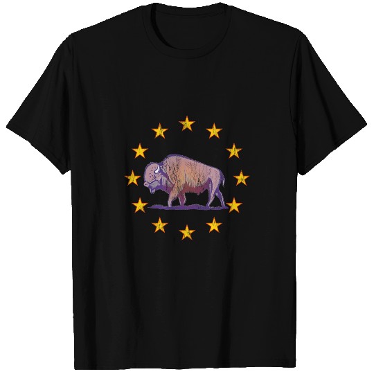 vintages American Bison Majestic Buffalo Surrounded by Stars T-Shirts