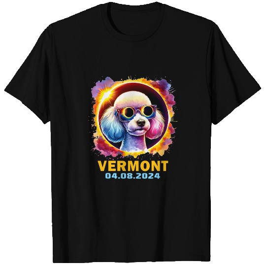 Vermont Total Solar Eclipse 2024 Poodle Dog Colorful T-Shirts