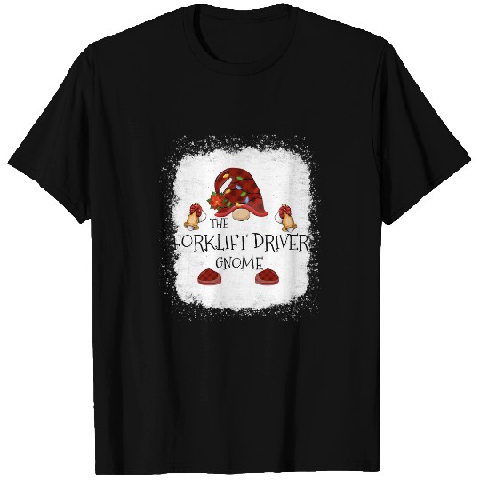 mb Forklift Driver Gnome buffalo plaids Christmas Bleached T-Shirts