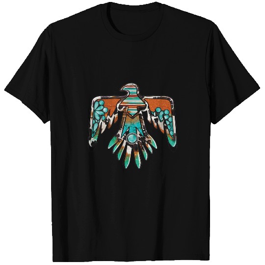 western boho cowhide turquoise native american thunderbird T-Shirts