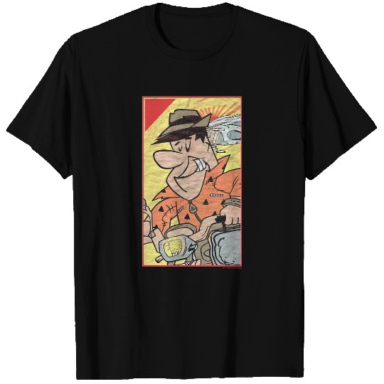 WB100 The Flintstones Fred Flintstone Distressed Motorcycle T-Shirts