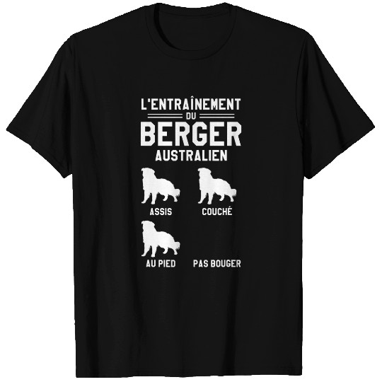Training of the Australian Shepherd Sitting Lying Down T-Shirts