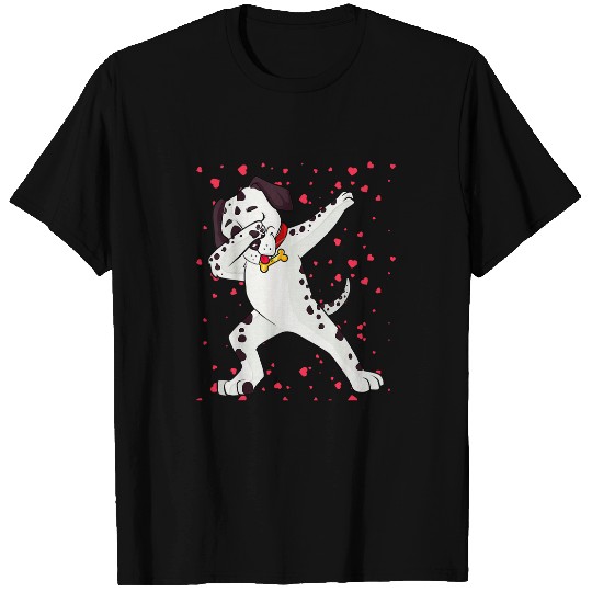 Valentines Day Dabbings Dalmatian Dog Holding Hearts Boys T-Shirts