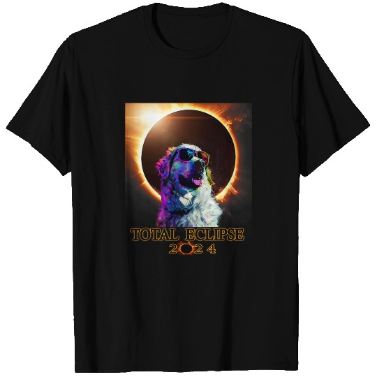 Total Eclipse 4 08 24 Great Pyrenees Dog With Glasses T-Shirts