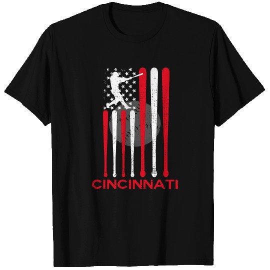vintages Cincinnati Baseball American US Flag T-Shirts