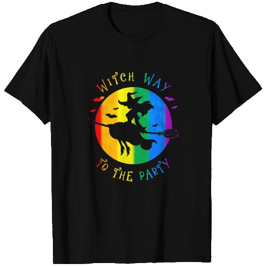 Witch Way To The Party Funny LGBT Rainbow Pride Halloween T-Shirts